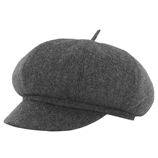 Hundred Hat King Autumn and Winter Wool Woolen Octagonal Hat Men's Middle-aged and Elderly Hats Old Man Hats Old Man Hats Grandpa and Dad Hats Dark Gray Extra Small Size (54)