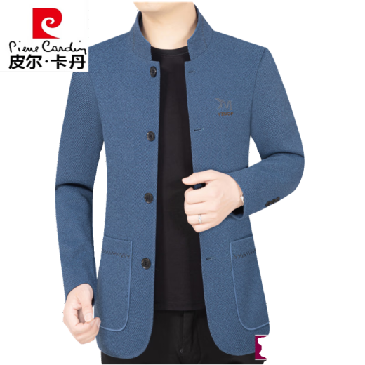 Pier Cardin Veste à col de haut haut d'âge moyen et jeune pour le costume Zhongshan masculin veste en laine mince en laine pour le printemps et l'automne masculin Nouveau café gris f508 180 / xl (135-150jin [Jin est égal à 0,5 kg]))