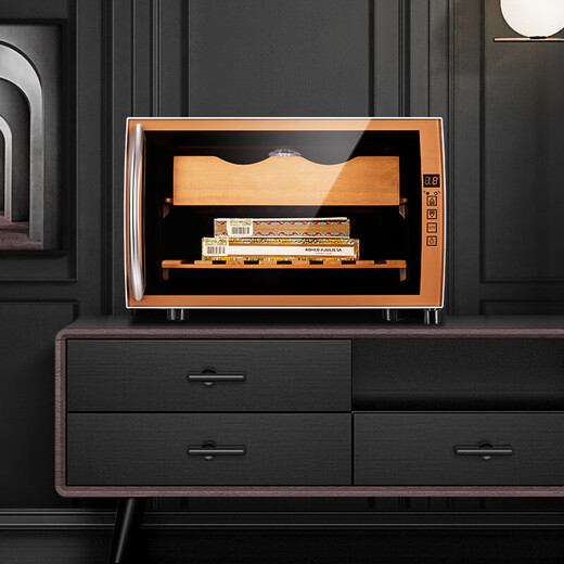 CIGARLOONG 25C cigar cabinet temperature controlled and moisturizing Spanish cedar wood naked small mini humidifier cabinet household energy-saving silent electronic cabinet dual-core dual-core refrigeration constant temperature red wine cabinet golden cigar style 25L cigar cabinet