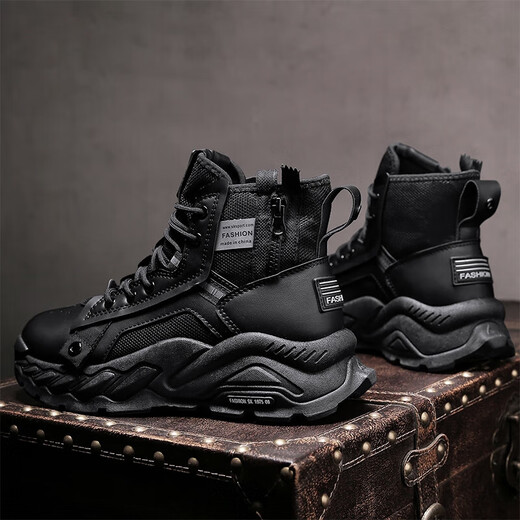 Specht Martin Boots Herrenschuhe für Frühlings- und Sommer High Top Britische Retro -Arbeitsstiefel Dicke Sohle wasserdichte Outdoor -Bergsteiger Desert Combat Black 44
