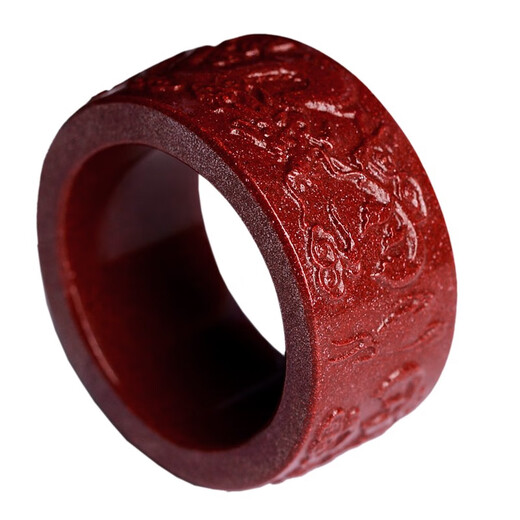 Xinyou Cinnabar Ring Ring Double Dragon Playing with Pearls Natural Red Ring Zodiac Year Men's Jewelry Women's Ring Ring (Inner Diameter 19mm)