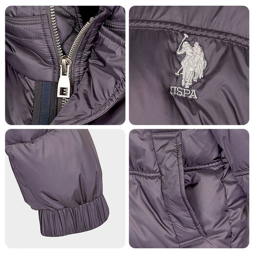 U.S. POLO ASSN.US保罗羽绒服男中青年外套连帽冬季保暖白鸭绒工装外套男百搭男装 黑色7028 M 165（105-120斤左右）
