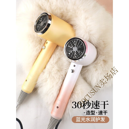 FOCUSUN hair dryer, high-power hair dryer for hair salons, household strong wind, quiet bass, negative ions that do not hurt your hair, hair dryer, barber shop blue light hair dryer, constant temperature, blue light negative ions (starry sky gray)