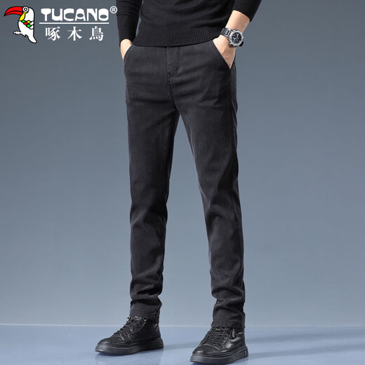 Woodpecker (TUCANO) Casual Pants Men's Autumn and Winter Business Pants Men's Loose Straight Fashion Versatile Pants Men's Pants Black 32