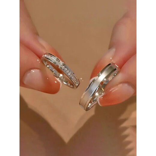 DL 1998 Chinese Valentine's Day gift platinum moissanite diamond ring closed PT950 ring for couples, Jianjia Bailu couple's ring, engraving/exquisite packaging, opening adjustable