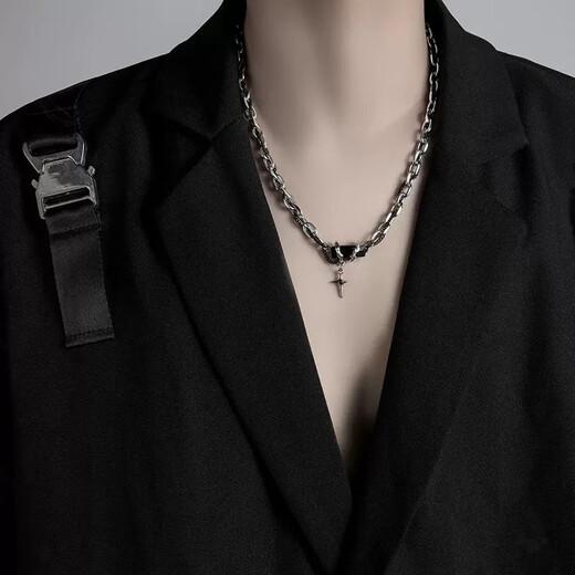 BJYL necklace men's trendy hip-hop style boys' clavicle chain simple versatile pendant men's titanium steel sweatshirt accessories chain