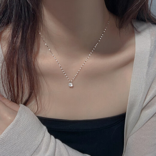 999 sterling silver sugar cube necklace accessories women's new 2024 clavicle chain light luxury niche jewelry zircon pendant sterling silver square diamond necklace tile chain