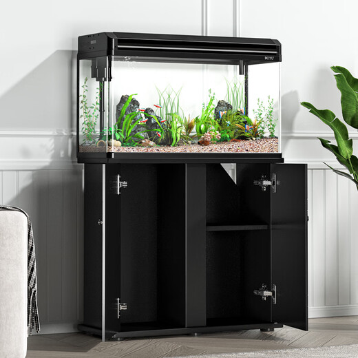 BoYU (BOYU) water-free large fish tank 80 aquarium ecological tank with oxygenation filter Goldfish stream cabinet living room and home use integrated aluminum alloy black luxury package (manufacturer direct hair) (heating rod landscape randomly) 120 long 30 wide 58 high cylinder (ausage filtration) [view cabinet needs to be purchased separately]