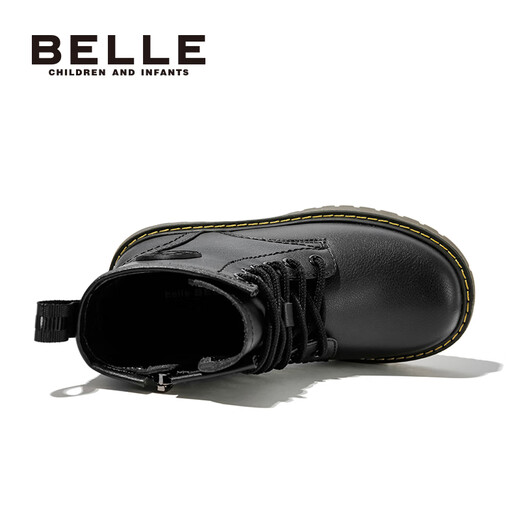 Belle Kinderschuhe Mädchen Martin Boots Herbst- und Winterjungen warme kurze Stiefel Kinder weiche alleinige Lederstiefel mittelgroße Kinderbabystiefel Trend de3891 Beige 35