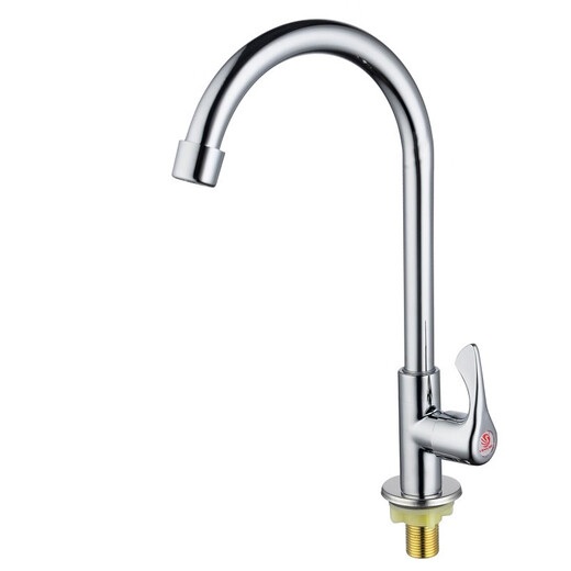 Self-operated Feixiang copper single cold kitchen wash basin faucet universal rotation 360 single handle single hole 4-point faucet alloy vertical single cold big bend