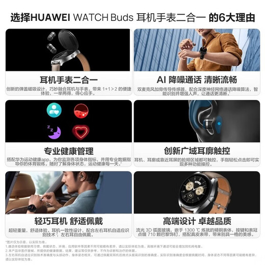 华为（HUAWEI）手表WATCH Buds【国补15%】蓝牙耳机手表二合一AI降噪通话运动智能血氧心率监测送男女士朋友礼物 卡其色真皮表带【贴膜+皮表带】 好礼10选1