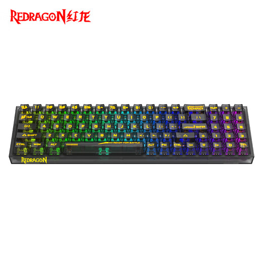 Red Dragon (REDRAGON) TS78 transparent three-mode customized mechanical keyboard, full-key hot-swappable RGB backlight wireless keyboard, black transparent-crystal segment switches
