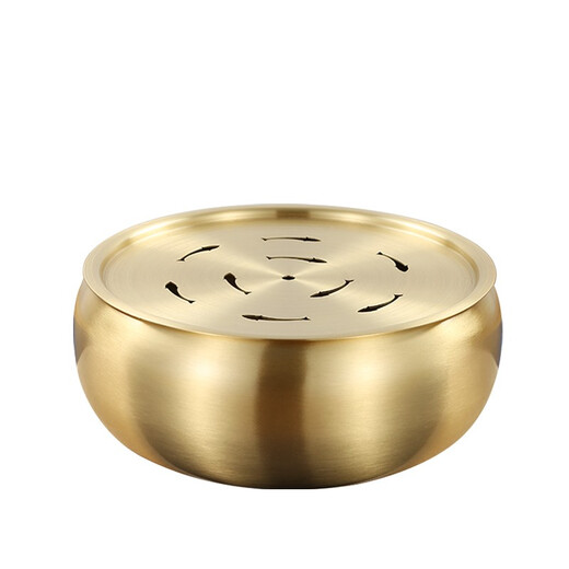 Lulai Juhao Tea Ceremony Six Gentlemen Set Tea Wash Brass Tea Clamp Tea Table Shuimeng Tea Tray Large Dry Brew Kung Fu Tea Set Accessories Large Copper Tea Wash Diameter 20cm Without Tray