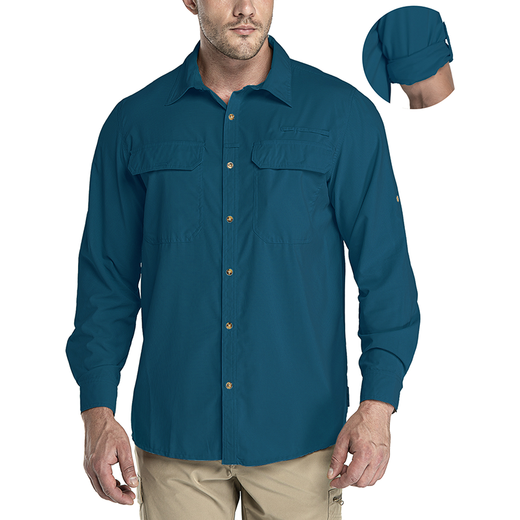 33000 ft Nordic outdoor quick-drying shirt for men, lightweight, highly breathable, waterproof, loose, large size, summer long-sleeved fishing shirt 031, light khaki M European size (suitable for 160-180 Jin Jin equals 0.5 kg)