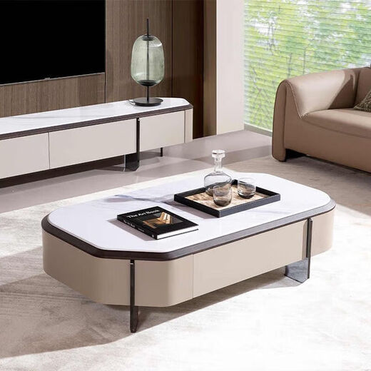 Couchtisch, italienisches leichte Luxus -Rock -Panel helllicht TV -Schrank Minimalistische Kombination einfaches modernes Zuhause kleine Wohnung Stylish 13575 cm Long Tea Tisch