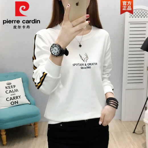 皮尔卡丹（pierre cardin）2025年新款秋季纯|棉女士卫衣圆领秋冬韩版宽松大版女装套头上衣 6187玫红色 L 建议100-115斤