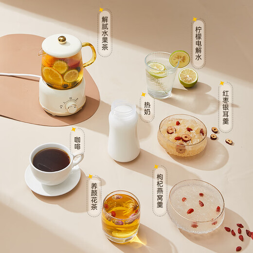 Le Stew Health Pot Mini Health Cup Electric Stew Cup Electric Heating Cup Multi-Function Boiling Teapot Tea Maker Kettle Constant Temperature Kettle Office Small Glass Boiling Kettle 0.5L Mechanical Model One Person Gift for Girlfriend and Wife 0.5L