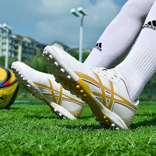 Senses zapatos de fútbol uñas rotas tf hombres y mujeres zapatos para niños adultos para jóvenes para el entrenamiento anti-deslizamiento de la hierba artificial examen de entrada de la escuela secundaria zapatos de goma de cuero 2022 uñas rotas de platino 40 [calcetines + placa protectora + bolsa de zapatos]