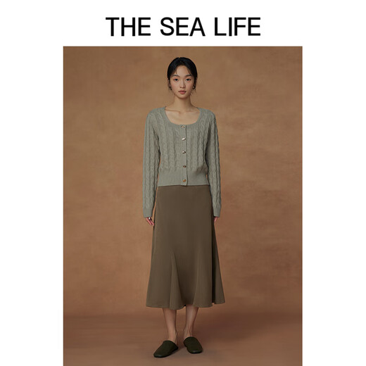 THE SEA LIFE欧海一生 半身裙女24秋冬休闲法式优雅浪漫舒适鱼尾半身裙B13116 茶色 S