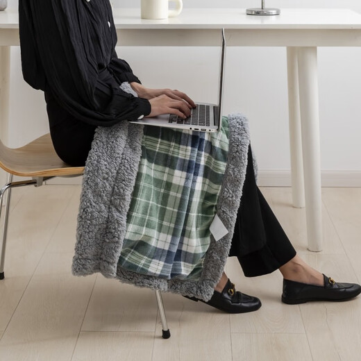 Antarctic shawl blanket, double-sided velvet, thickened lamb velvet, leg blanket, office nap blanket, sofa small quilt, air-conditioning quilt blanket, green grid multi-functional blanket, shawl/cover/spread/build 70*100cm