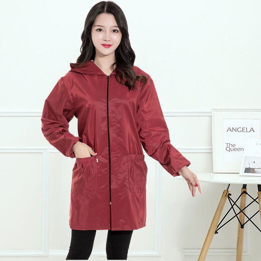 Lianfeng work wear smock for men and women, long-sleeved apron, waterproof and oil-proof kitchen household labor protection work clothes, fashionable jacket, navy blue zipper thin section 4XL (160-180Jin Jin equals 0.5kg)