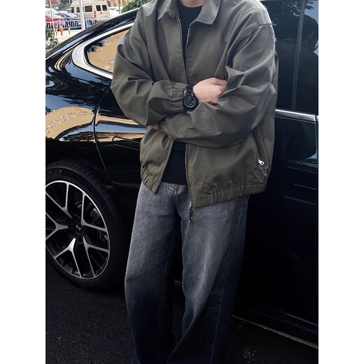 Shelley Jones military green cleanfit jacket men's autumn workwear trendy brand high-end casual pilot top XZ501-1-JK2416 military green XL recommended 125-145Jin Jin equals 0.5 kg