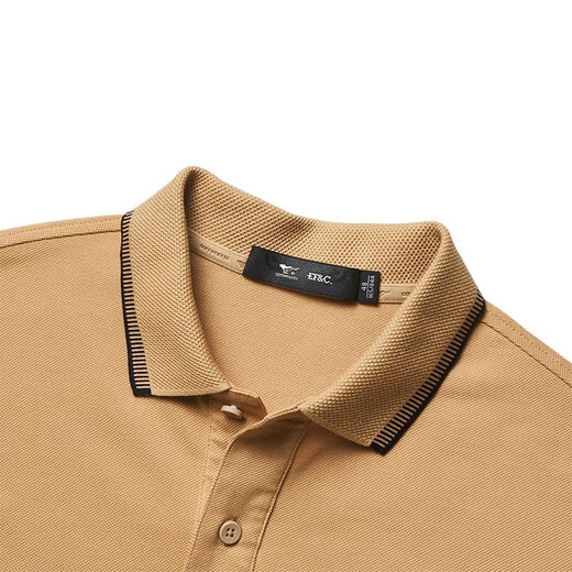 
Seven Wolf Short Sleeve T-shirt Men's Summer Pure Cotton Breathable Lapel Polo Paul Shirt Business Casual Fashion Commuter Men's Top 701 (Khaki) L 170/88A
