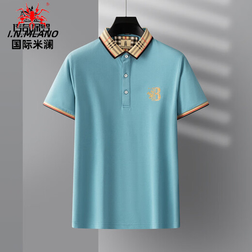 Inter Milan light luxury high-end summer men's embroidery new short-sleeved fashion business polo shirt T-shirt cool casual T-shirt 897 navy blue 175/XL code Recommended [130-155Jin [Jin equals 0.5 kg]]