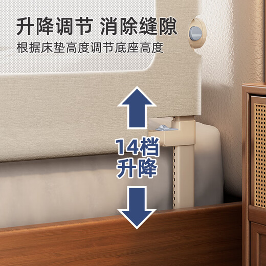
Beiyixiong Beeio bed fence baby crib guardrail baby anti-fall children's bed guardrail bed side baffle bed fence without hole punching 1.5 meters gray elephant [upgraded large column + U-shaped base without hole punching]