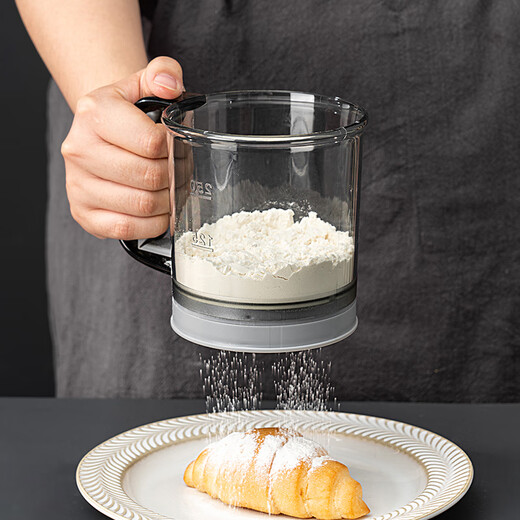 Onlycook flour sieve hand-pressed semi-automatic flour sieve upgraded 40 mesh double layer filter with cover baking gadget