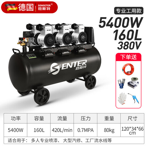 胜斯特（SENSETER） 胜斯特空压机工业级大型汽修空气压缩机木工喷漆220V气泵 【1390W-9L】220V+6件套 带6件套