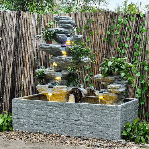 
Quanyun Rockery Fish Pond Waterfall Waterfall Waterscape Ornament Circulating Water Fish Tank Garden Balcony Fengshui Wheels Produce Money Landscape Decoration Length 1.81.83 Height]5052+9039+5010
