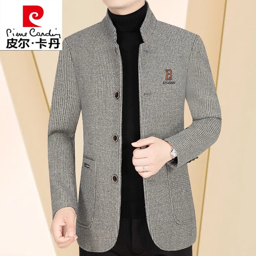 Veste en laine haut de gamme Pierre Cardin haut de gamme pour hommes Business d'âge moyen et décontracté 2024 Veste en laine de printemps et automne pour hommes Suit papa Gris foncé 170 / m