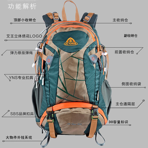 山力士30L悬浮背负系统登山包专业户外徒步爬山双肩包男女行山迷彩背囊 9742墨绿色悬浮背包30升含防雨 20-35升