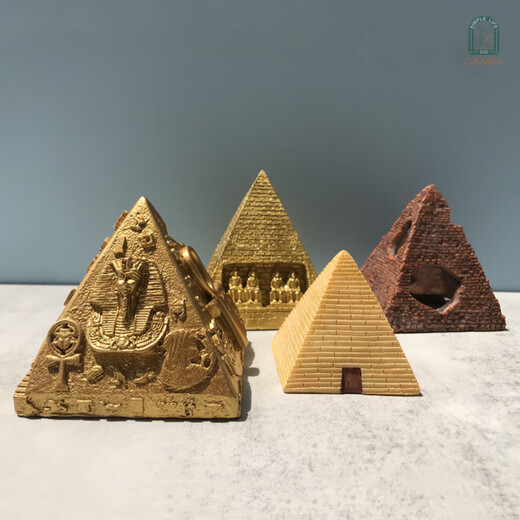 God -Zhi Pyramid Energy Generator Model Ornament Neuägyptische Retro SN4873 Mini Pyramide - erdiges Gelb - Höhe 5,5 cm