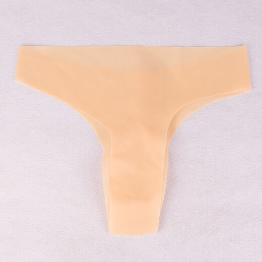 男士透明乳胶内裤性感带套丁字裤男情趣内裤益阳裤囊袋一片式安全裤4008 肉色