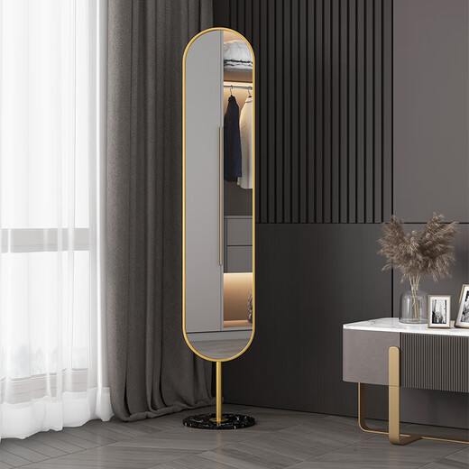 Chuangjiang Miroir de mise au plancher de style nordique pour chambre à coucher étroite côté habillage tridimensionnel miroir de miroir de miroir à corps complet moderne pour fille en plein air (cadre doré + pierre blanche)