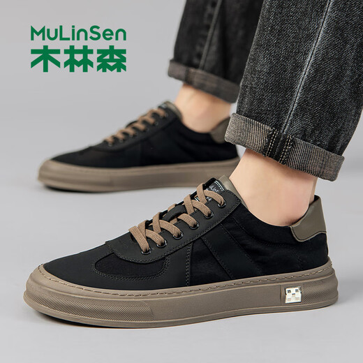 Mulinsen [ausgewählte Leinwandschuhe] Herrenschuhe Sommer leichter Luxus atmungsaktiven Herrenschuhen Herrenfahrer Stoff Schuhe Daddy Schuhe Schwarz J451010045 41