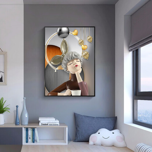 
Little Lulin children's room decoration paintings, little boy's room hanging paintings, cute bubbles, female bedroom bedside paintings, inspirational astronaut murals 13782-Bubble Girl Tempered crystal porcelain-60*80 black frame