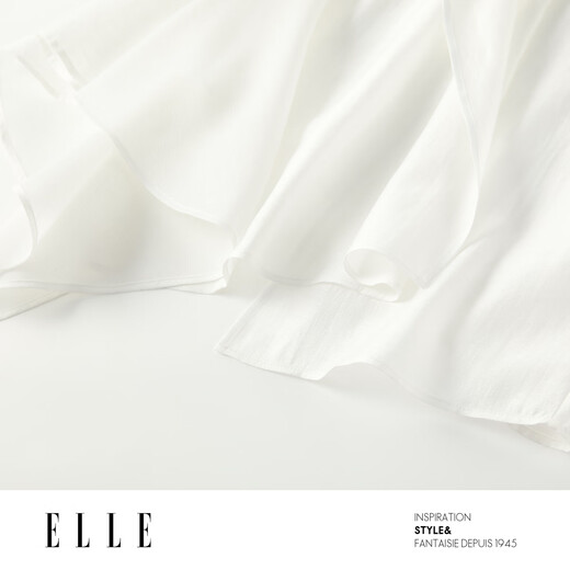 ELLE [Pure White Order] Ruffled Acetate Sleeveless Shirt for Women 2025 Summer New Tencel Chiffon White Shirt White M