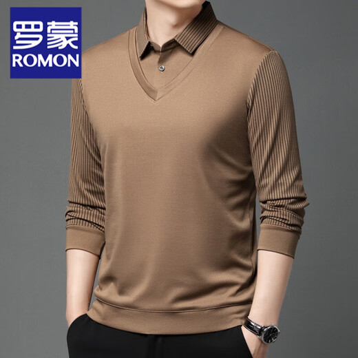 Pull Romon Men Faux Pull à pull tricoté en deux pièces Pullord Tullneck Pull d'automne et d'hiver Business Base Casual Base Men Black 175