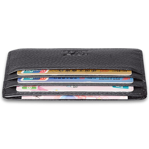 SEPTWOLVES ultra-thin wallet fashion casual card bag business card holder for men and women multi-card position first layer cowhide card cover black 3A3072291-01