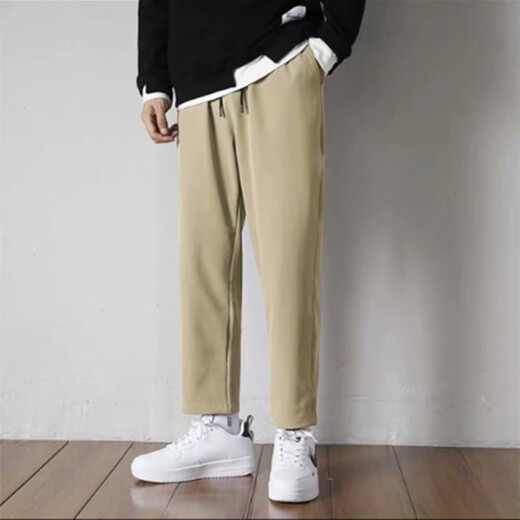 Xuan Laiya casual pants for men's spring and summer new draped suit pants Korean style trendy loose straight pants for youth sports nine-point pants Black XL [Suggested 120-130Jin [Jin equals 0.5 kg]]
