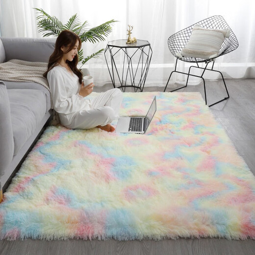 Qingqing Libin thickened carpet for bedroom girl stain-resistant bedside living room tatami room large area full carpet water gray 60X200 cm