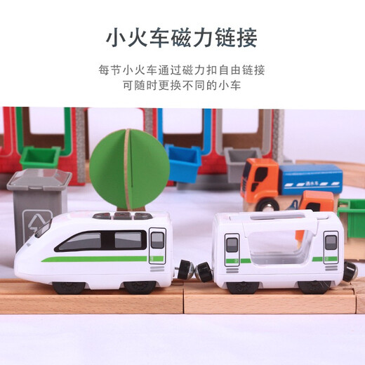 Little Brack Gleisspielzeug Kinder-Holz-Set kleiner Zug 3-6 Jahre alte Jungen und Mädchen Zhiyi Geschenk 4 Jahre alt 5 Jahre alt [Buchenholzmaterial] 139 Teile umweltfreundlich freundliche Stadträume [Elektrozug]