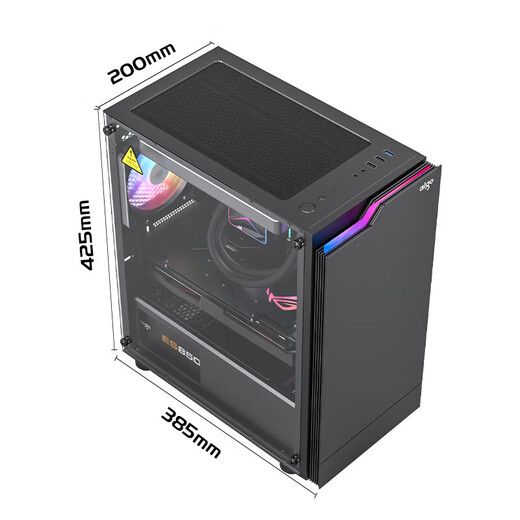 Прозрачный сбоку акриловый корпус Patriot JV13 MATX 240 с водяным охлаждением, черный корпус для настольного компьютера (ограничение длины видеокарты 32 см)