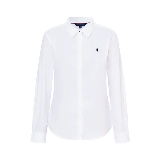 POLOWALK pure cotton white shirt for women 2025 autumn new style Paul women's commuter solid color long-sleeved shirt classic horse logo white new S (155)