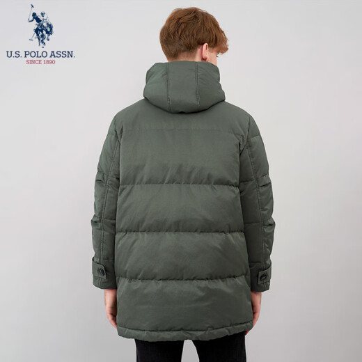 U.S. POLO ASSN.US保罗羽绒服男中青年外套连帽冬季保暖白鸭绒工装外套男百搭男装 藏青7027 M 165（105-120斤左右）