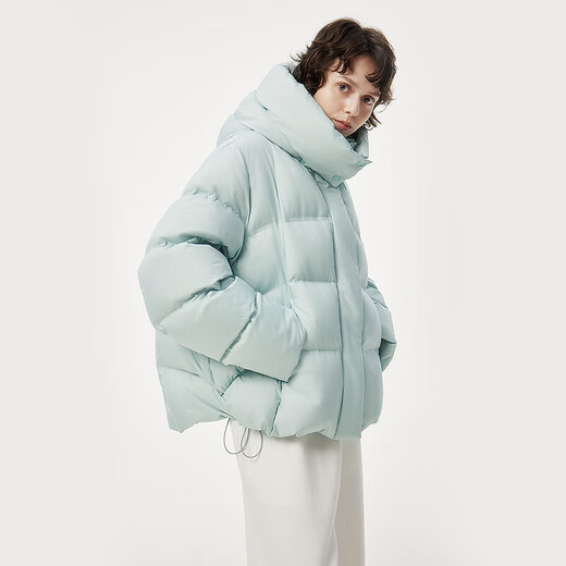 Tambor down jacket women's short detachable hood fashion large silhouette autumn and winter coat thick 530368D frost blue 160