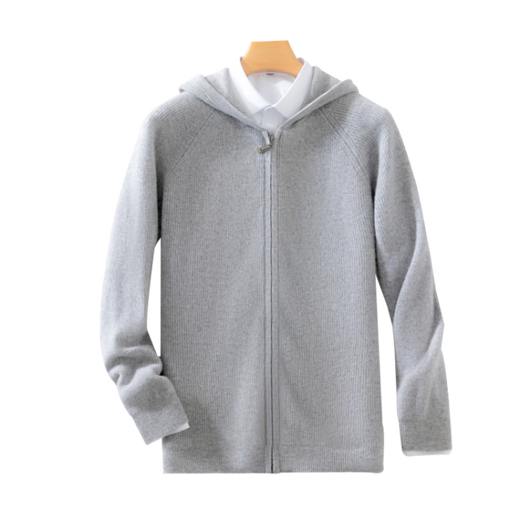 Hengyuanxiang Men's Wool Sweater Hooded Cardigan Solid Color Casual Sweater Hoodie Long Sleeve Zipper Plush Jacket Knitted Jacket Style Blue 3XL